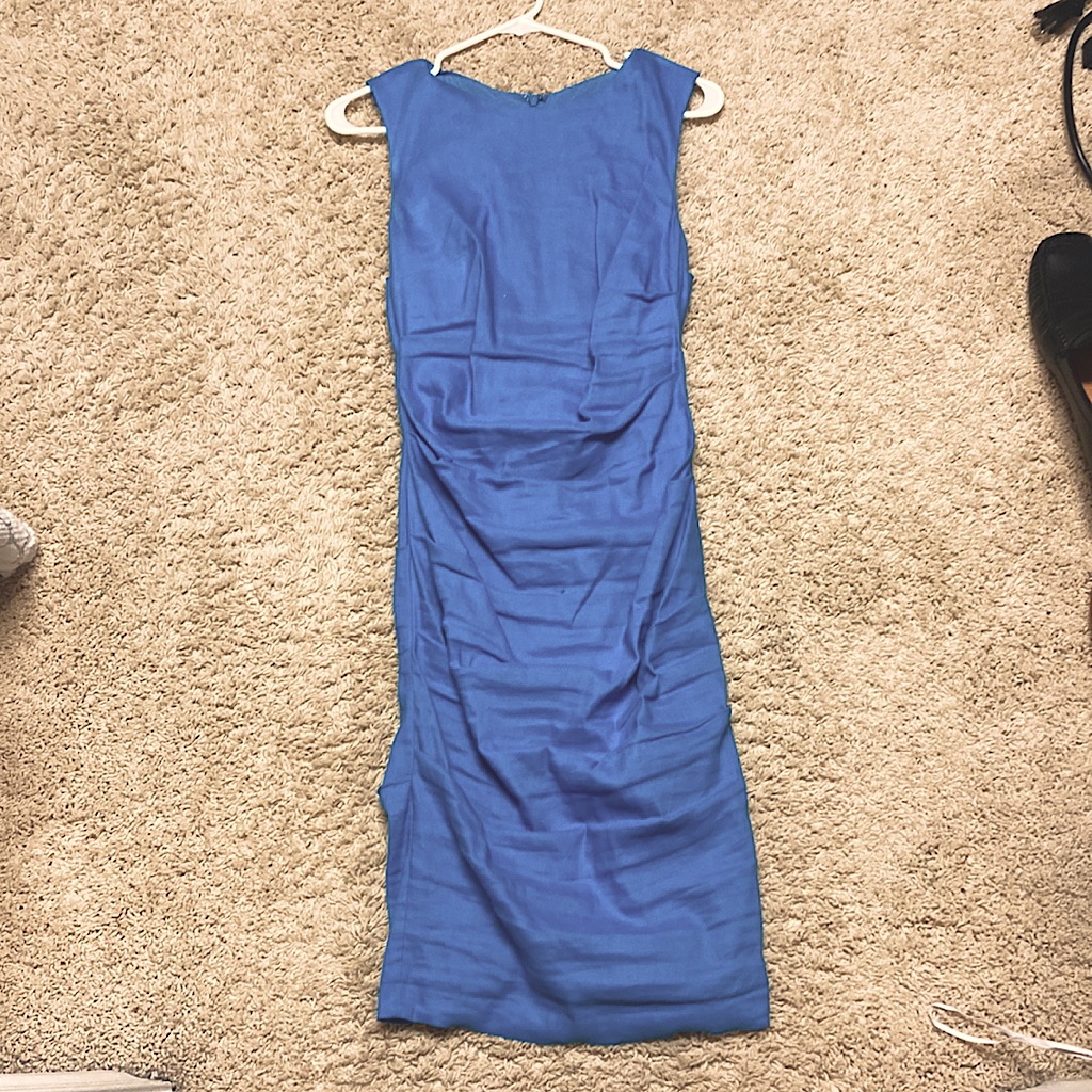 Nicole Miller Lauren Stretch Linen Dress Blue Size 4